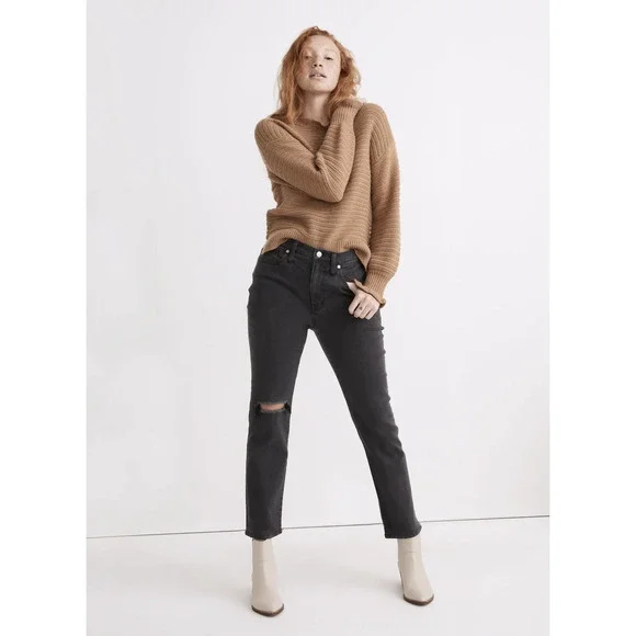 NWT Madewell The Tall Girl Jean in Adolpha Wash Ripped Knee Size 33 T 33 Tall - Picture 2 of 10